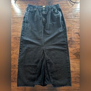 In Other Words Black Denim Maxi Skirt Size 10 Made in Turkey